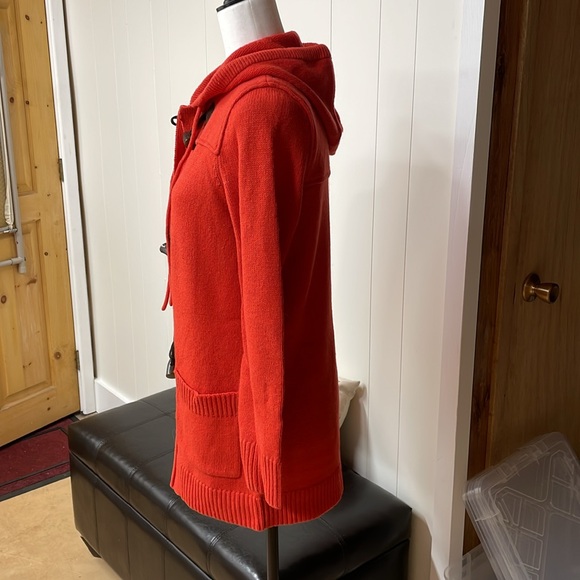 Ralph Lauren Orange Hooded Toggle Front lambswool blend Long Cardigan Size S - Picture 2 of 13